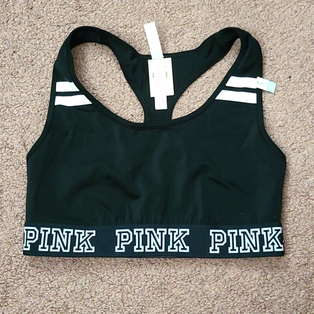 Unlined pink sports bra